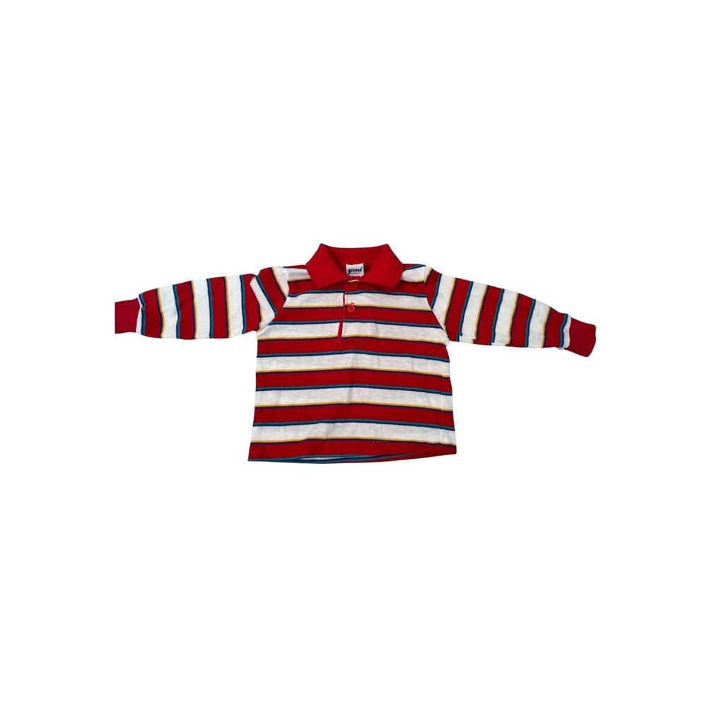Vintage Stone Apparel Striped Long Sleeve Polo Shirt Size 24 Months